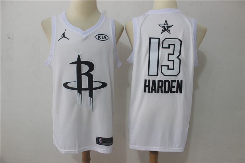 Men Houston Rockets 13 Harden White 2108 All Stars NBA Jerseys